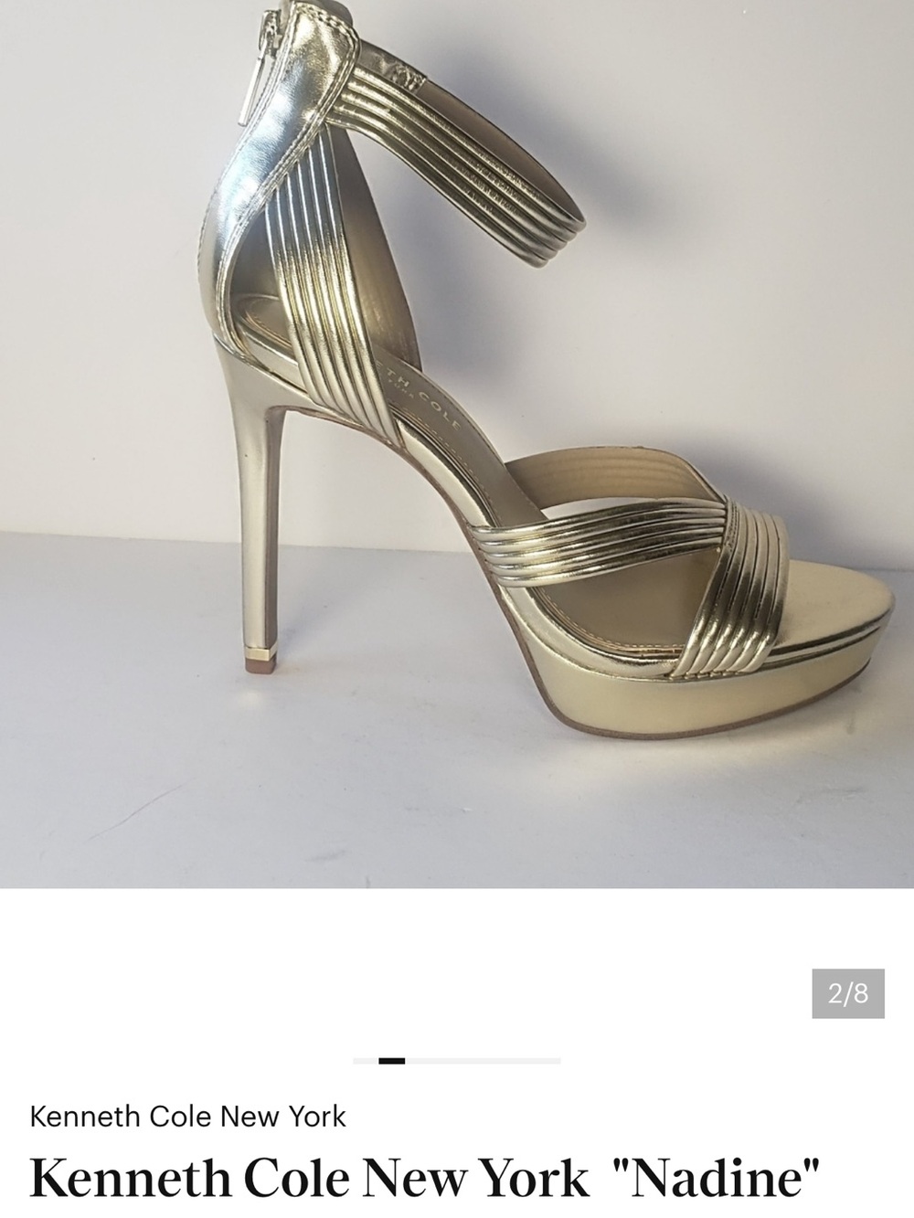 Kenneth Cole New York Metallic Gold Strappy Platform Heel
